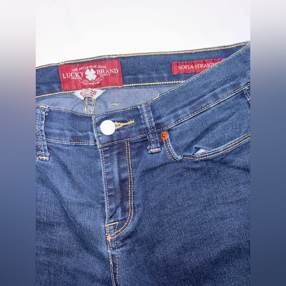 Lucky Brand Size 6/28 Regular Dark Wash Sofia Straight Mid Rise Jeans - Picture 7 of 11
